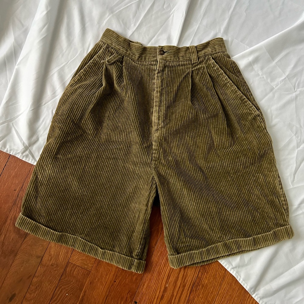 Vintage Army green Corduroy Trouser Shorts